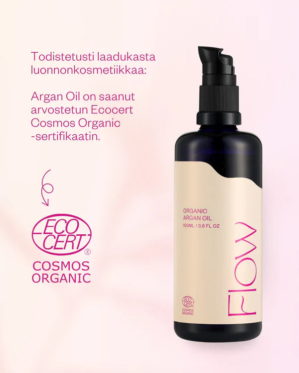 ORGANIC ARGAN OIL IHONHOITOÖLJY kasvoille, vartalolle ja hiuksille 100 ml