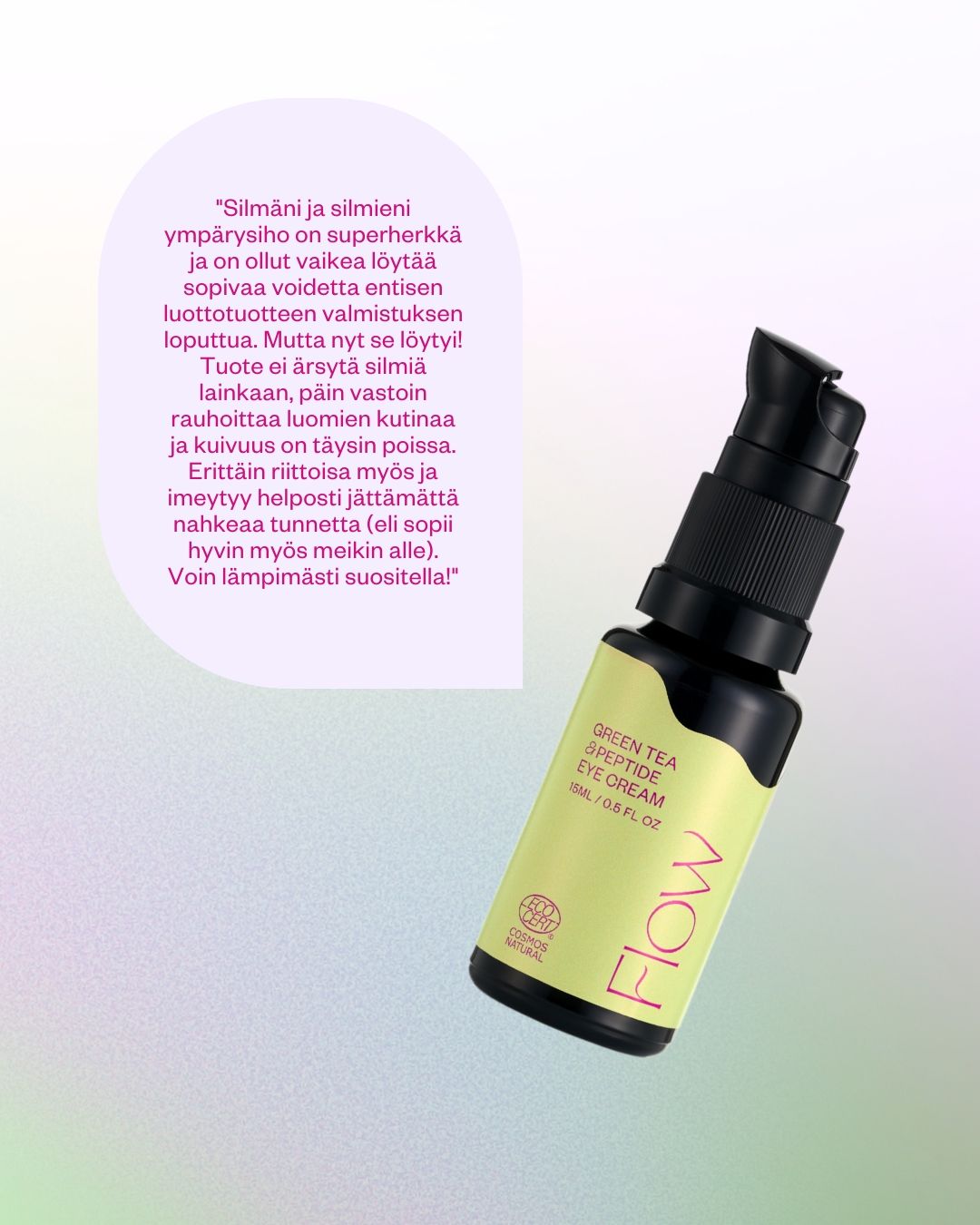 GREEN TEA & PEPTIDE EYE CREAM silmänympärysvoide tummille silmänalusille 15 ml