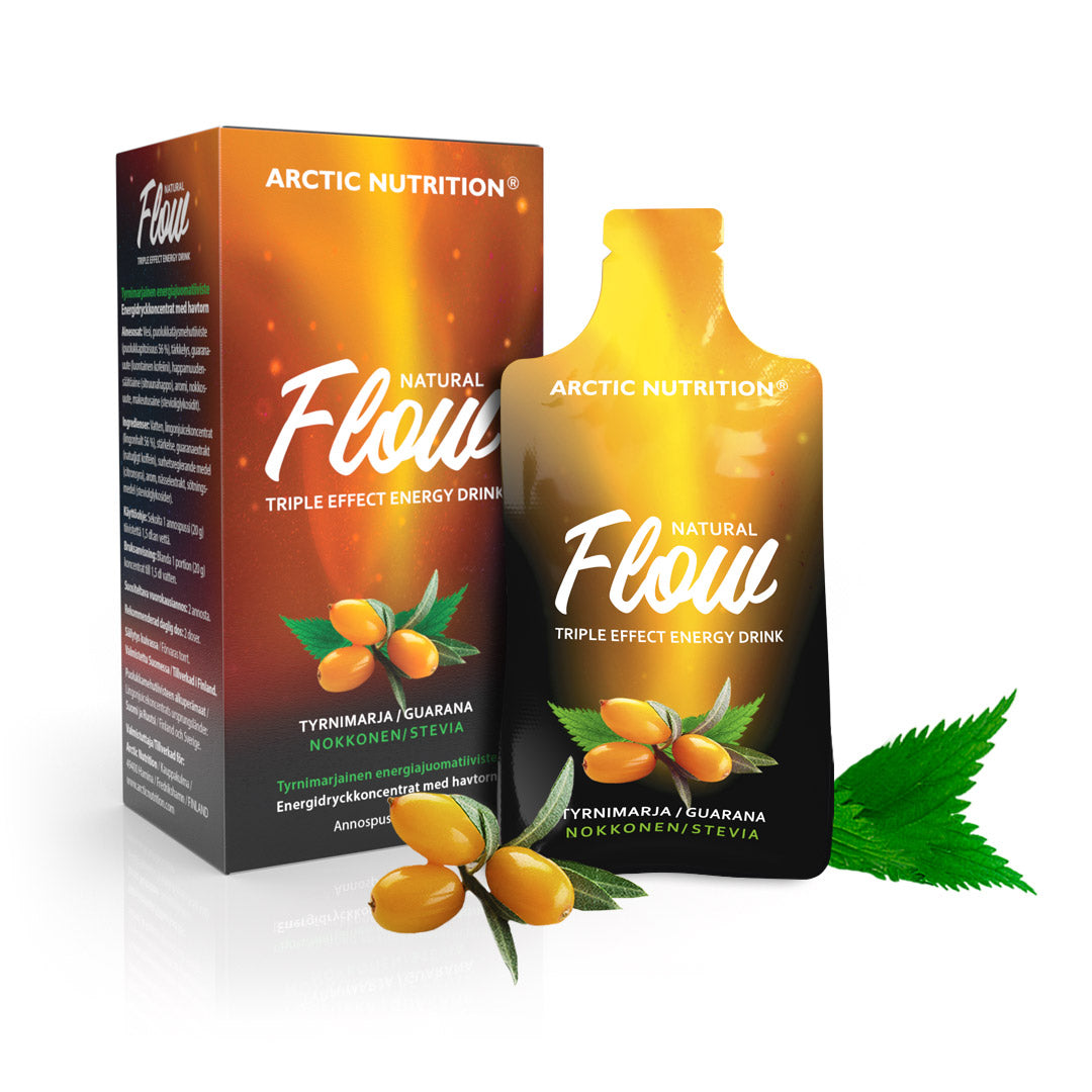 FLOW ENERGIAJUOMA Tyrnimarja 7 x 20 g – Luonnollinen energiajuomatiiviste